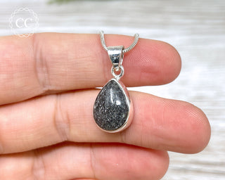 Black Sunstone (Graphite in Quartz) Silver Necklace #2