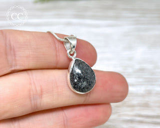 Black Sunstone (Graphite in Quartz) Silver Necklace #2