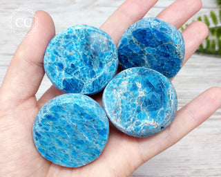 Blue Apatite Dragon Eggs in hand
