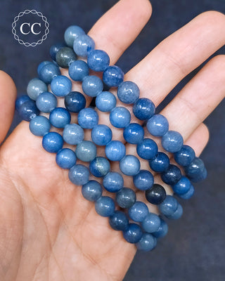 Blue Aventurine | Dumortierite 8mm Beaded Bracelets on hand