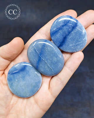 Blue Quartz | Dumortierite in Quartz Palm Stone