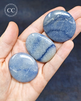 Blue Quartz | Dumortierite in Quartz Palm Stone