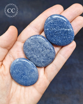 Blue Quartz | Dumortierite in Quartz Palm Stone