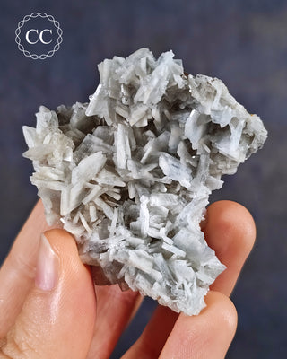  Baryte crystal Cluster (also spelt Barite) is the popular blue colour with flattened, tabular crystals. This specimen is from the Teresita Mine in Murcia, Spain. 