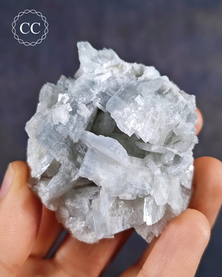  Baryte crystal Cluster (also spelt Barite) is the popular blue colour with flattened, tabular crystals. This specimen is from the Teresita Mine in Murcia, Spain. 