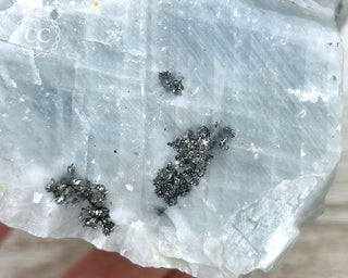 Blue Calcite with Graphite Specimen #2