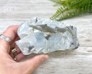 Blue Calcite with Graphite Specimen #2