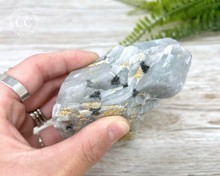 Blue Calcite with Graphite Specimen #2