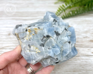 Blue Calcite with Graphite Specimen #3