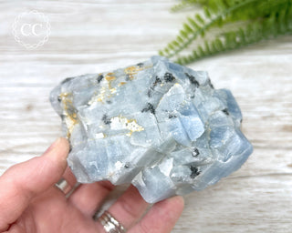 Blue Calcite with Graphite Specimen #3