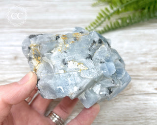 Blue Calcite with Graphite Specimen #3