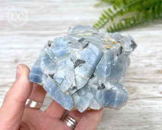 Blue Calcite with Graphite Specimen #3