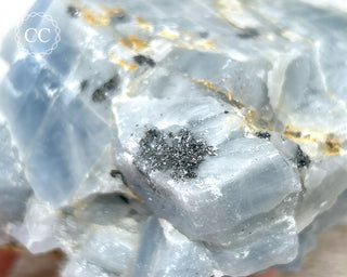 Blue Calcite with Graphite Specimen #3