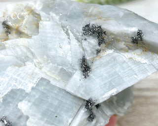 Blue Calcite with Graphite Specimen #4