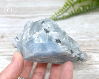 Blue Calcite with Graphite Specimen #6