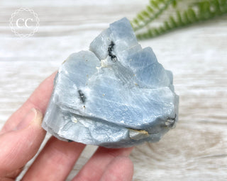 Blue Calcite with Graphite Specimen #7