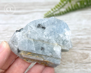 Blue Calcite with Graphite Specimen #7