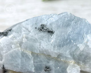 Blue Calcite with Graphite Specimen #7