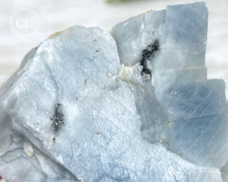 Blue Calcite with Graphite Specimen #7