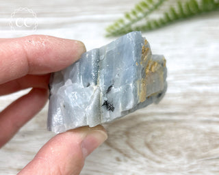 Blue Calcite with Graphite Specimen #7