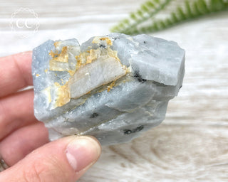 Blue Calcite with Graphite Specimen #7