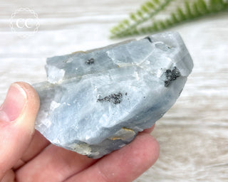 Blue Calcite with Graphite Specimen #7