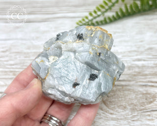 Blue Calcite with Graphite Specimen #8