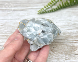 Blue Calcite with Graphite Specimen #8