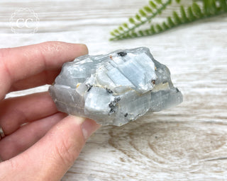 Blue Calcite with Graphite Specimen #8