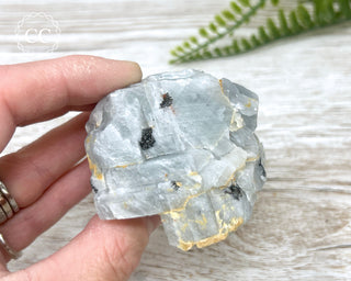 Blue Calcite with Graphite Specimen #8