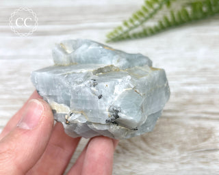 Blue Calcite with Graphite Specimen #8