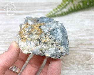 Blue Calcite with Graphite Specimen #9