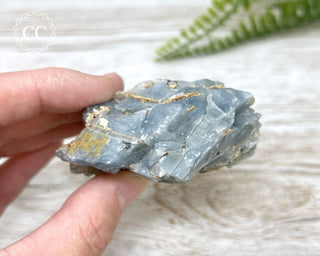 Blue Calcite with Graphite Specimen #9