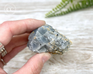 Blue Calcite with Graphite Specimen #9