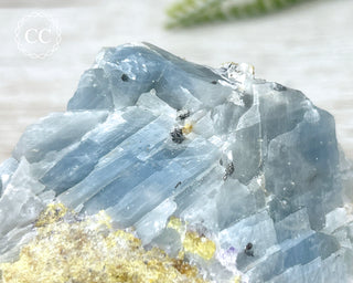 Blue Calcite with Graphite Specimen #1