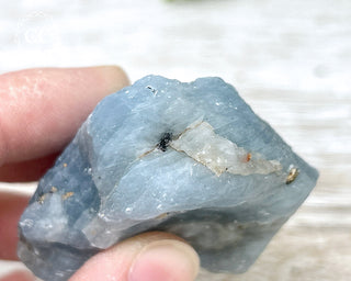 Blue Calcite with Graphite Specimen #10