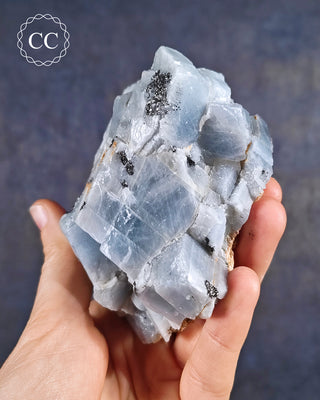 Blue Calcite with Graphite Specimen #3