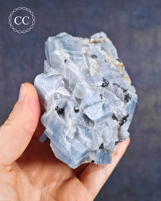Blue Calcite with Graphite Specimen #3