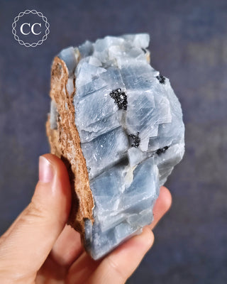Blue Calcite with Graphite Specimen #3