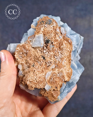 Blue Calcite with Graphite Specimen #3