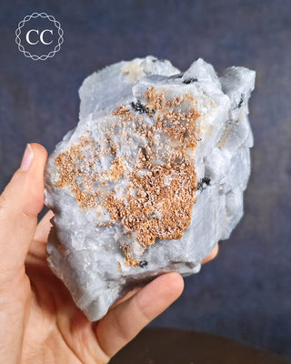 Blue Calcite with Graphite Specimen #4