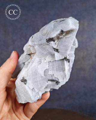 Blue Calcite with Graphite Specimen #4