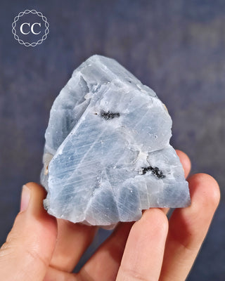 Blue Calcite with Graphite Specimen #7