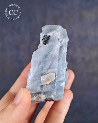 Blue Calcite with Graphite Specimen #7