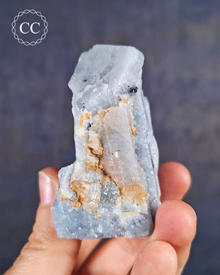Blue Calcite with Graphite Specimen #7