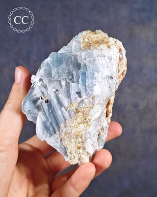 Blue Calcite with Graphite Specimen #1