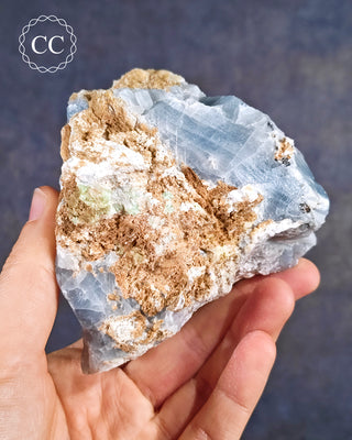 Blue Calcite with Graphite Specimen #1