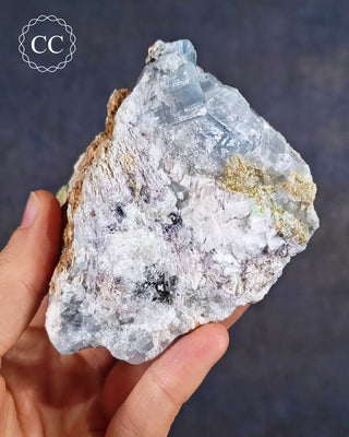 Blue Calcite with Graphite Specimen #1