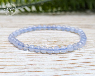 Blue Chalcedony 4mm Beaded Bracelets on white background