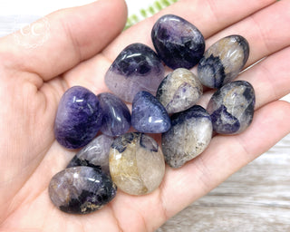 Blue John Fluorite Tumbled Crystals in hand